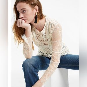 Lucky Brand Mixed Scallop Lace Top NWT- Size Small